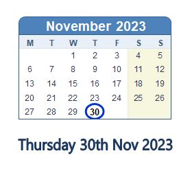 November 30, 2023 (Thursday) .